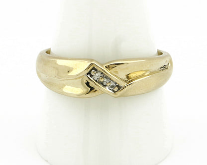 Men's Natural Diamond Band Solid Yellow Gold Wedding Ring