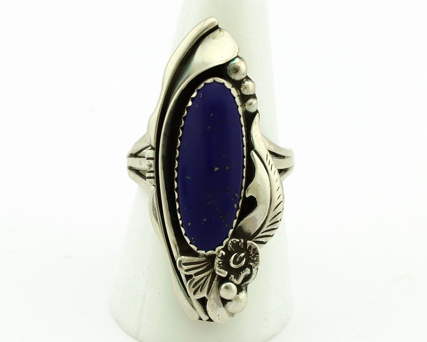 Zuni Ring 925 Silver Natural Lapis Lazuli Artist Signed Unknown C.80's