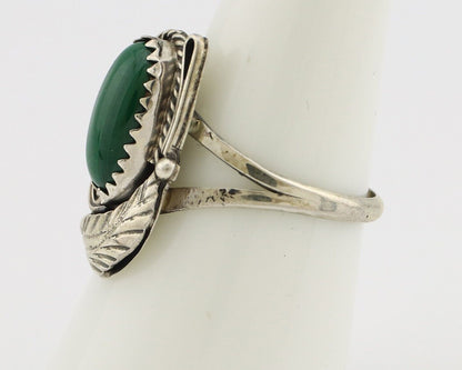 Navajo Ring 925 Silver Natural Malachite Artist Signed Justin Morris C.80's