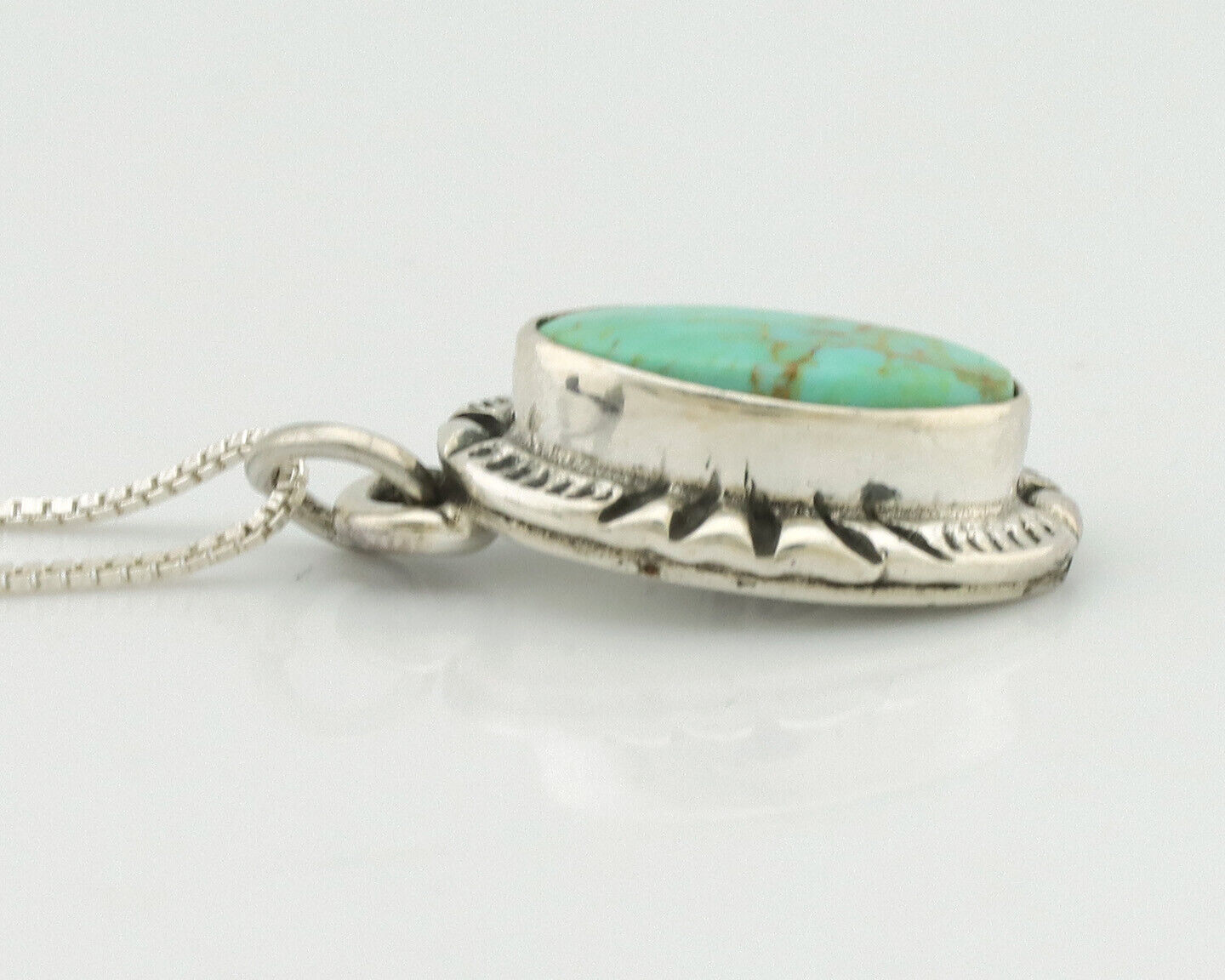 Navajo Necklace .925 Silver Arizona Turquoise Artist Gecko C.1980's