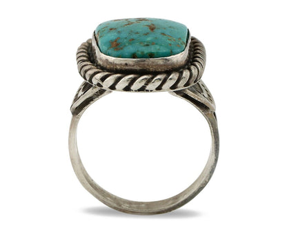 Navajo Handmade Ring 925 Silver Fox Turquoise Signed Native Artist C.80's