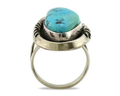 Navajo Ring 925 Silver Blue Turquoise Artist Signed HC C.80's