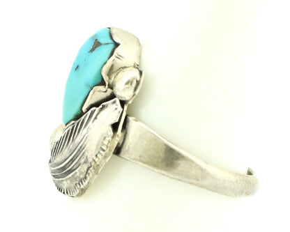 Zuni Ring 925 Silver Natural Blue Turquoise Artist Signed Simplicio C.80's