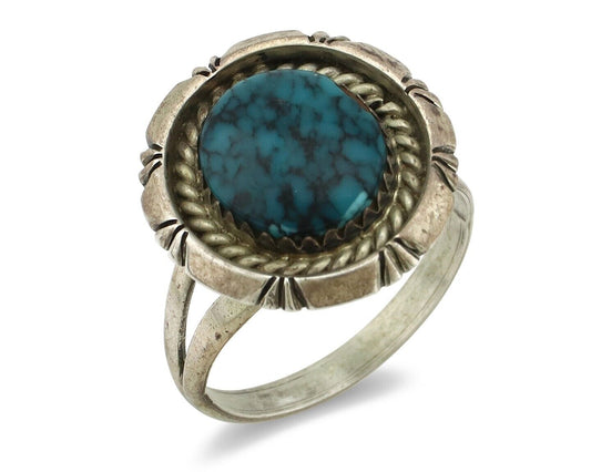 Navajo Ring 925 Silver Spiderweb Turquoise Signed C Montoya & TI C.80's