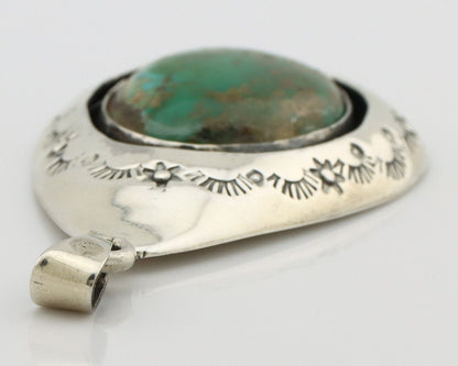 Navajo Pendant 925 Silver Natural Turquoise Artist Signed MC C.80's