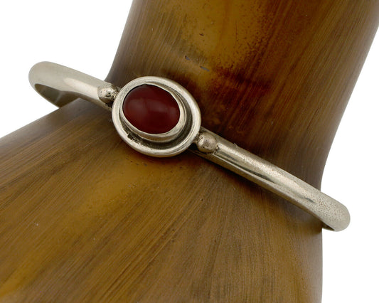 Navajo Bracelet .925 Silver Natural Carnelian Native American C.90's