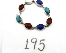 Navajo Bracelet .925 SOLID Silver Natural Gemstones Signed Artist Nakai C.80's