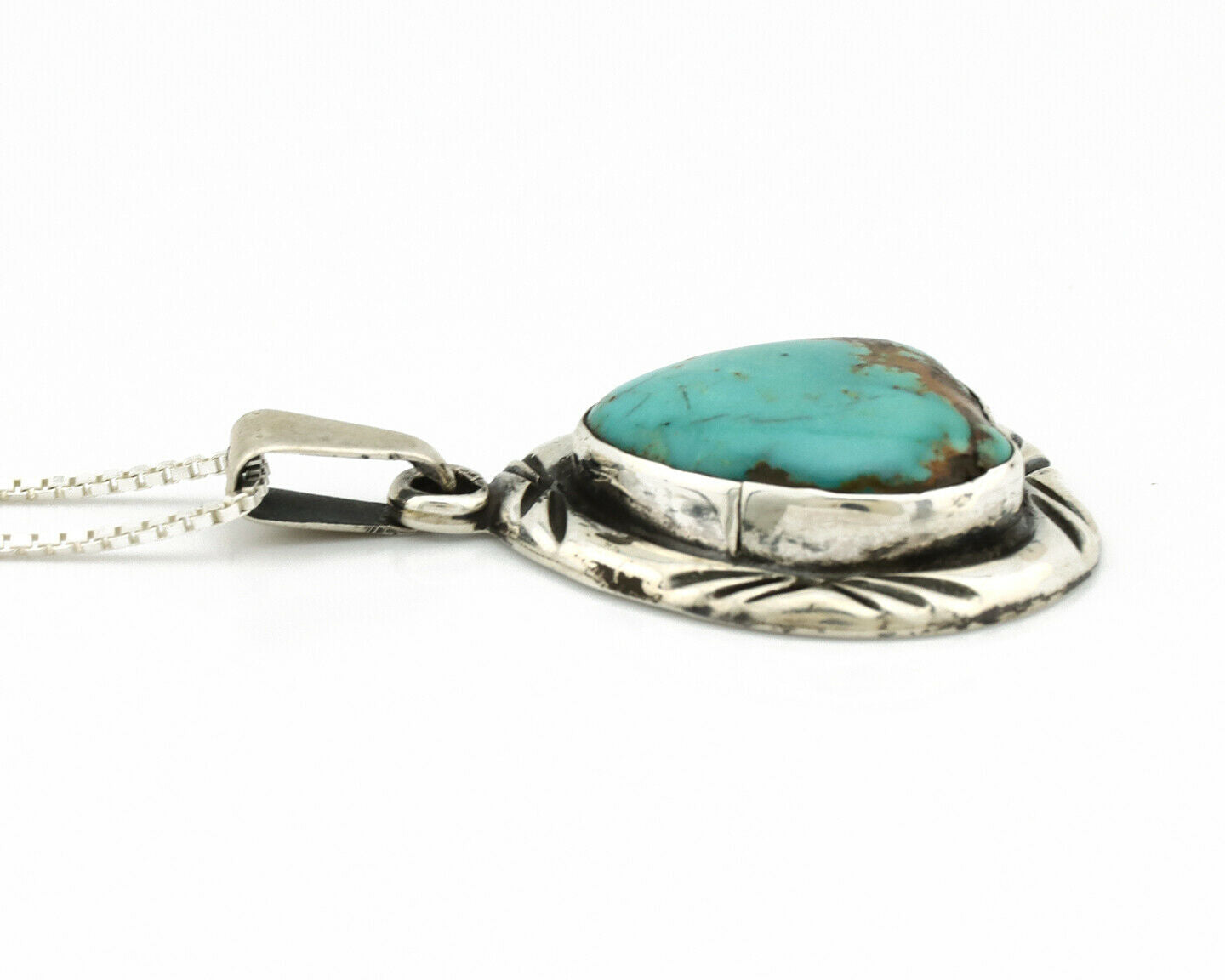 Navajo Necklace .925 Silver Kingman Turquoise Artist C Montoya C.80's