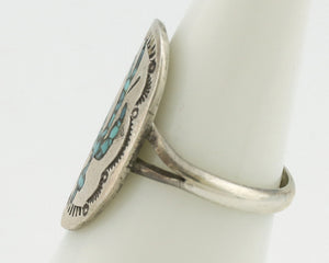 Small Navajo Ring 925 Silver Chip Inlay Turquoise Artist Signed NAKAI C.80's