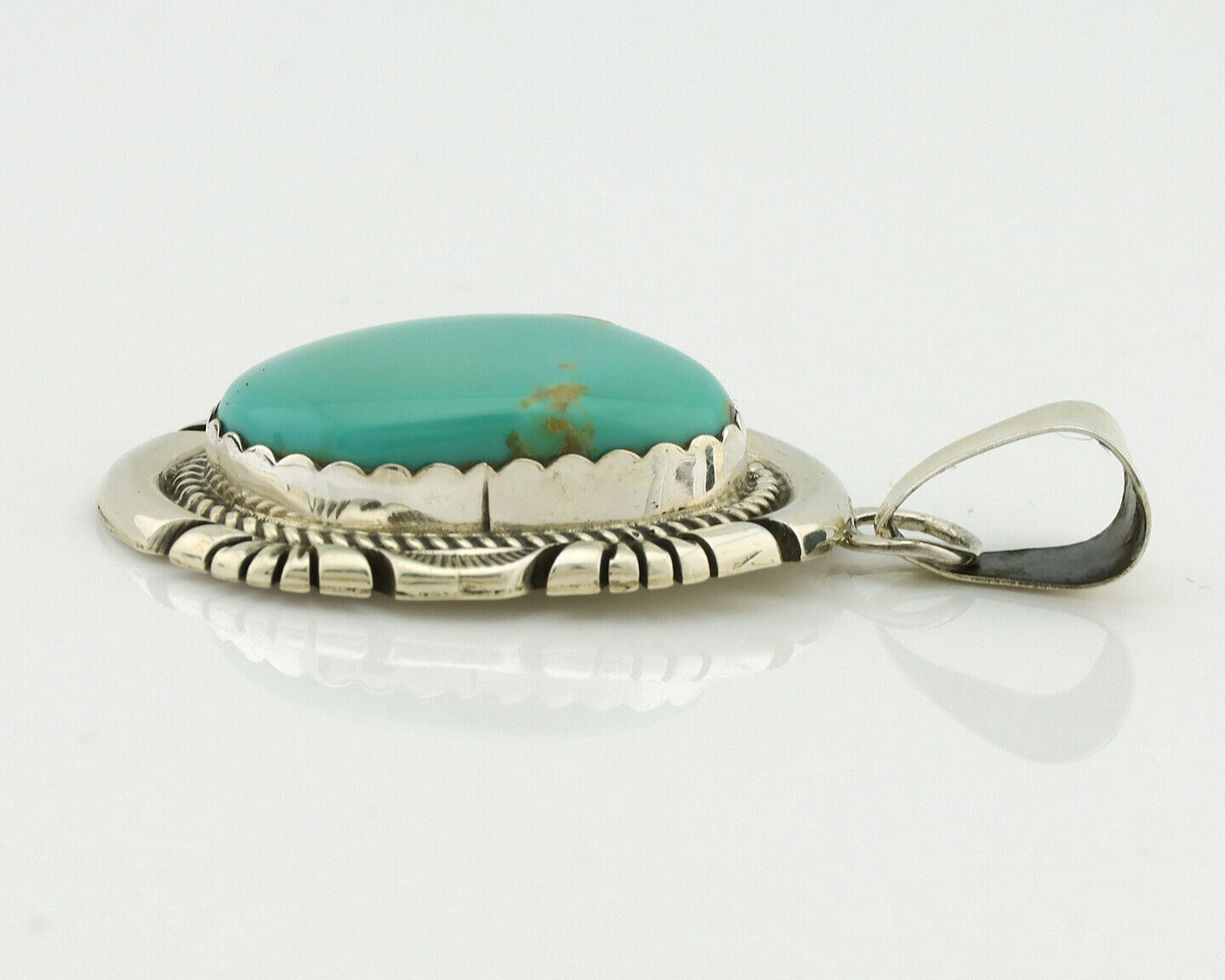 Navajo Necklace .925 Silver Arizona Turquoise Signed Jon McCray C.1980's