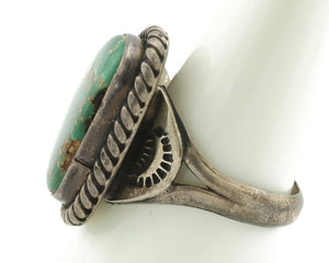 Navajo Ring .925 Silver Manassas Turquoise Native Artist Signed C.80's