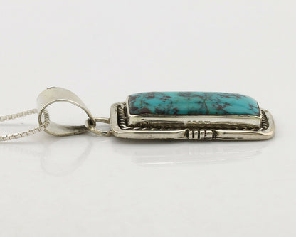 Navajo Necklace .925 Silver Kingman Turquoise Signed AB C.1980's