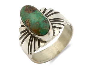 Navajo Ring .925 Silver Bisbee Turquoise Artist Signed Apache C.80's