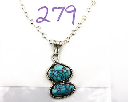 Navajo Necklace .925 Silver Morenci Turquoise Signed Artist Tony Guerro C.80's
