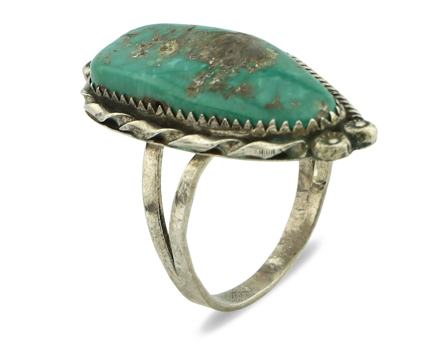 Navajo Ring .925 Silver Natural Aqua Turquoise Signed James Martin C.80's