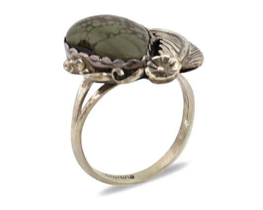 Navajo Ring .925 Silver Damele Turquoise Native American Artist C.1980's
