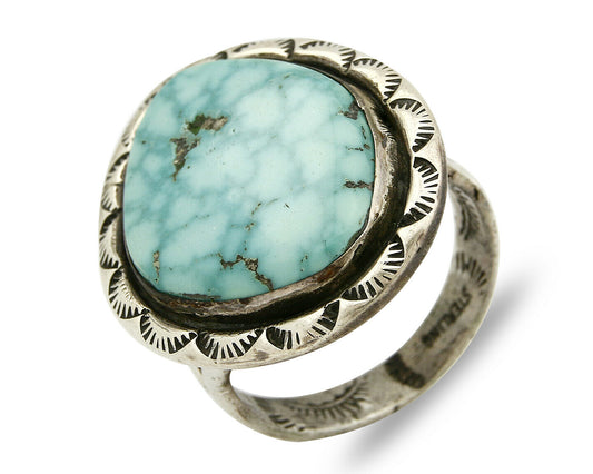 Navajo Turquoise Ring .925 Silver Natural Kingman Turquoise Handmade C.70's