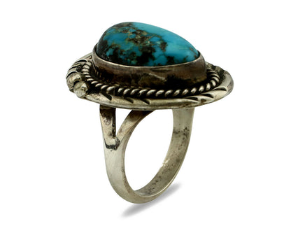 Navajo Ring .925 Silver Morenci Turquoise Native American Artist C.80's