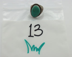 Navajo Ring .925 Silver Blue Turquoise Native Artist Signed C.80's