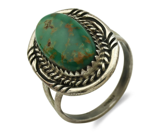 Navajo Ring .925 Silver Kingman Turquoise Native American Artist C.1980's