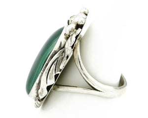 Navajo Malachite Ring .925 Silver Handmade Signed Billie Eagle C.80's