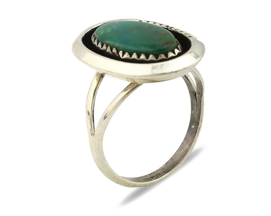 Navajo Ring .925 Silver Kingman Turquoise Native American Artist C.1980's
