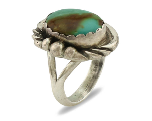 Navajo Ring .925 Silver Kingman Turquoise Native American Artist C.1980's