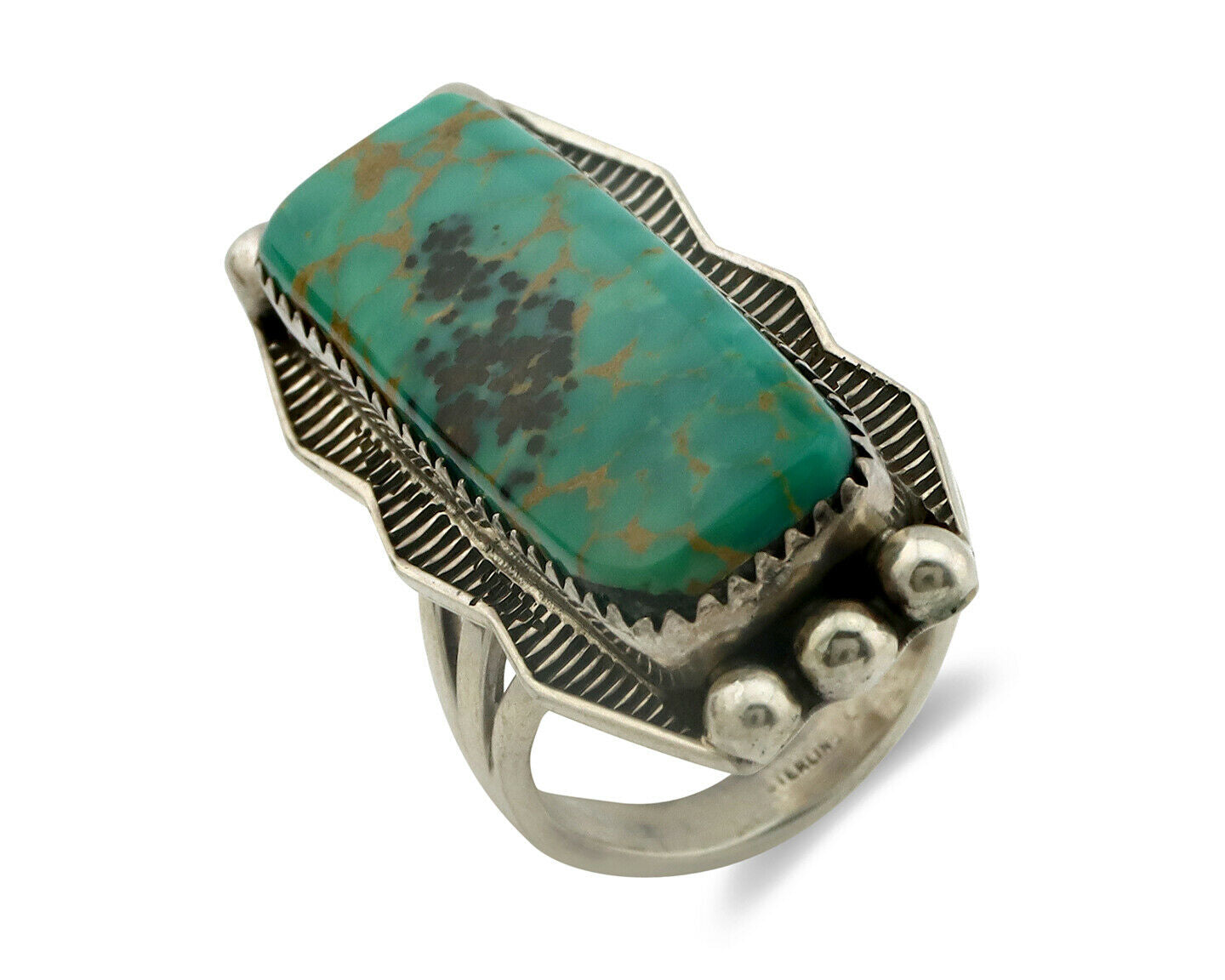 Navajo Ring .925 Silver Natural Aqua Turquoise Signed D C.80's