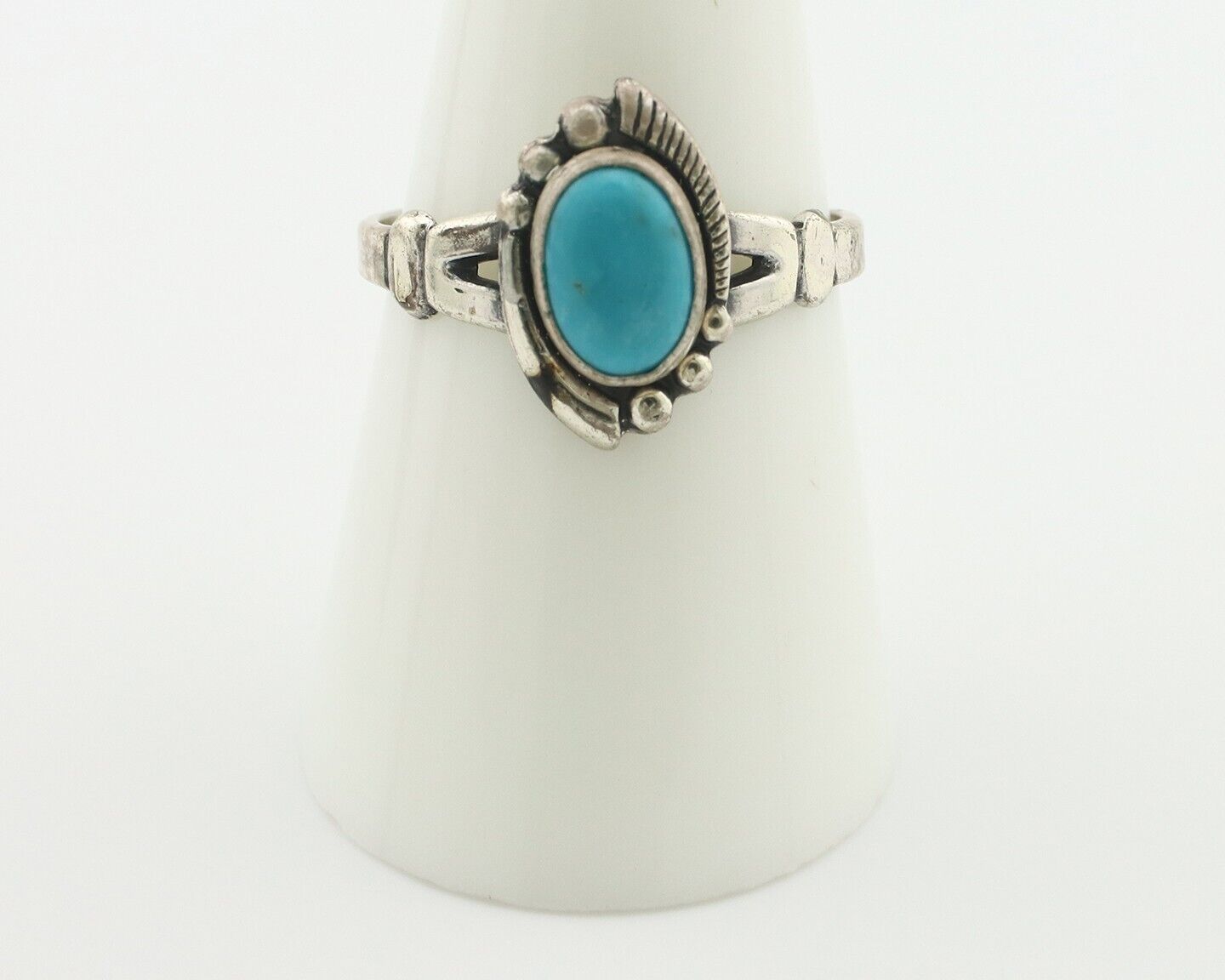 Navajo Handmade Ring .925 Silver Kingman Turquoise Native Artist C.80's