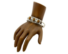 Navajo Bracelet .925 Silver Cats Eye Sapphire Gemstone Native Artist C80's