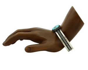 Women's Navajo .925 Silver Blue Natural Turquoise Artist Signed AL C.80's