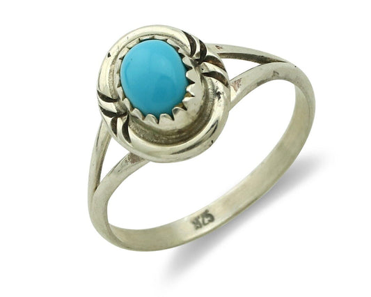 Navajo Ring 925 Silver Blue Turquoise Native American Artist C.80's