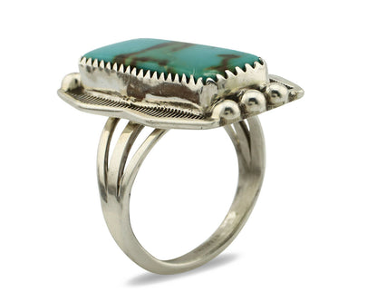 Navajo Ring .925 Silver Natural Aqua Turquoise Signed Apache C.80's