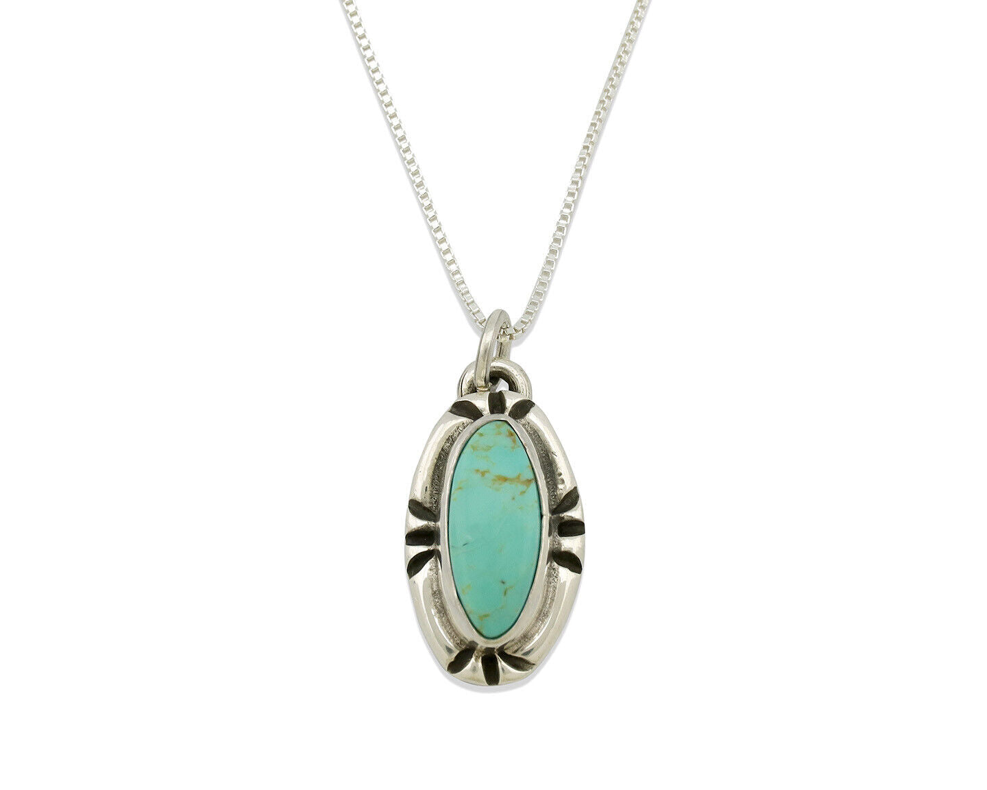 Navajo Necklace .925 Silver Arizona Turquoise Signed Gecko C.1980's