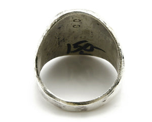 Navajo Ring .925 SOLID Silver Handmade Overlay Signed Artist CC 1980's