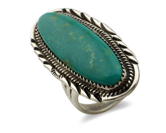 Navajo Ring 925 Silver Natural Blue Turquoise Artist Signed USA C.80's