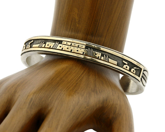 Women's Navajo Bracelet SOLID 14k & Silver Signed Lowell Draper C.80's