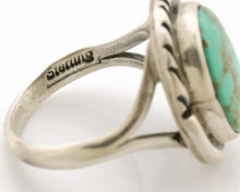 Navajo Ring .925 Silver Kingman Turquoise Native American Artist C.1980s