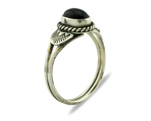 Navajo Ring 925 Silver Natural Mined Black Onyx Native American Artist C.80's