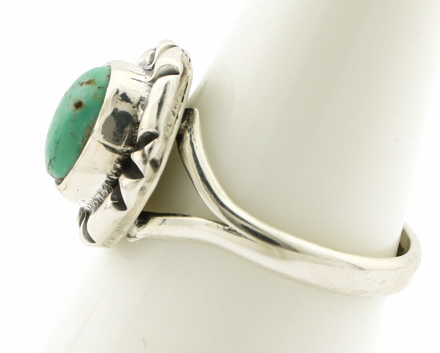 Navajo Ring .925 Silver Kingman Turquoise Artist Signed Gecko C.90's