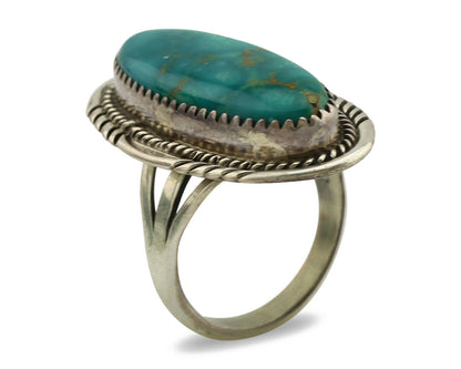 Navajo Ring .925 Silver Kingman Turquoise Artist Signed M Begay C.1980's