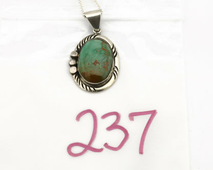 Navajo Necklace .925 Silver Kingman Turquoise Signed Sun C.1980's