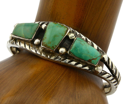 Navajo Turquoise Bracelet .925 Silver Handmade Signed Artist FA C.80's