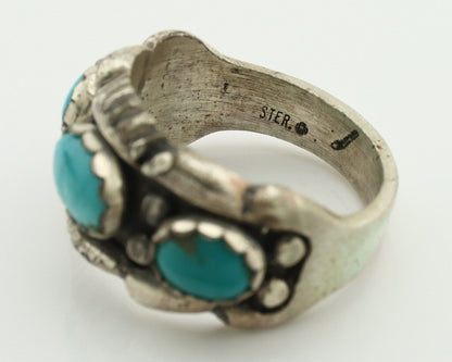 Navajo Ring .925 Silver Natural Blue Turquoise Native American Artist C.80's