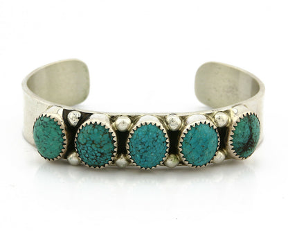 Navajo Bracelet .925 Silver Sleeping Beauty Turquoise Signed C Jones C.80's
