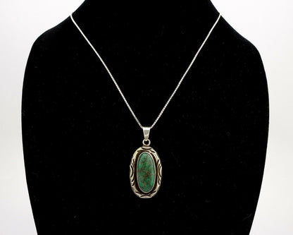 Navajo Necklace .925 Silver Green Turquoise C Montoya C.1980's