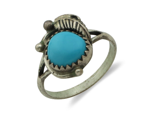 Navajo Ring .925 Silver Natural Blue Mined Southwest Turquoise Native Artist C80