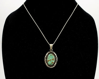 Navajo Necklace .925 Silver Kingman Turquoise Signed C Montoya C.1980's