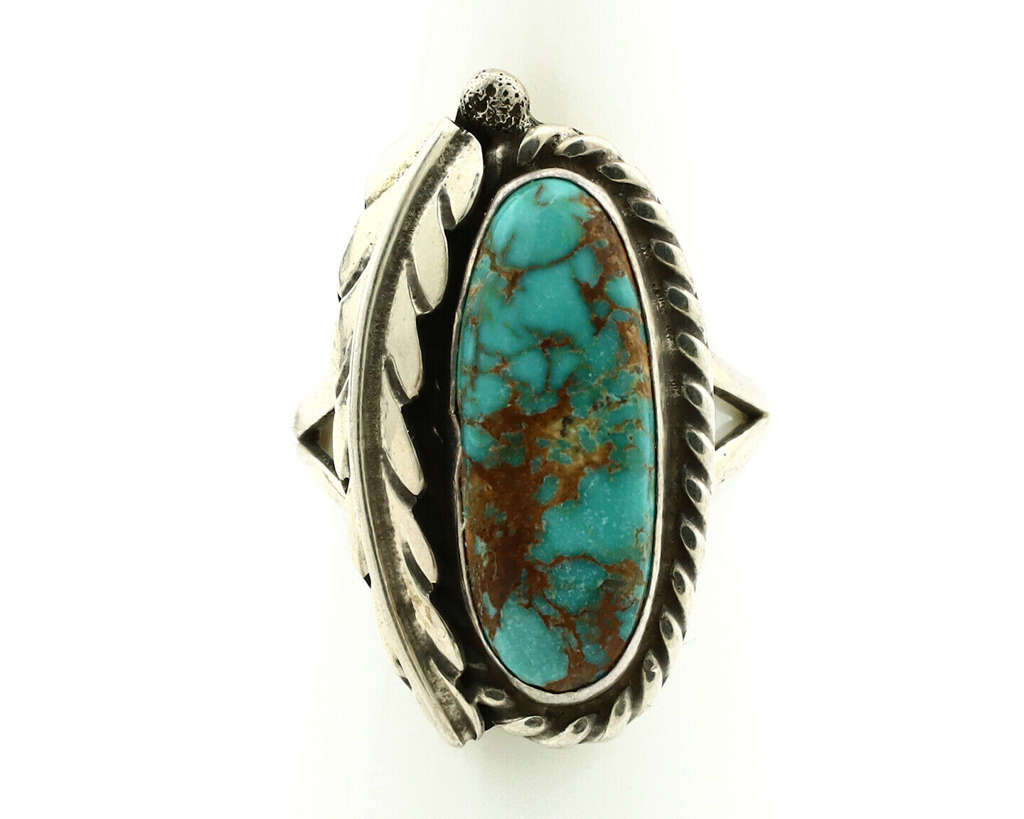 Navajo Ring .925 Silver Bisbee Turquoise Signed Artist Apache C.80's