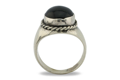 Navajo Ring .925 Silver Black Onyx Native American Artist C.80's